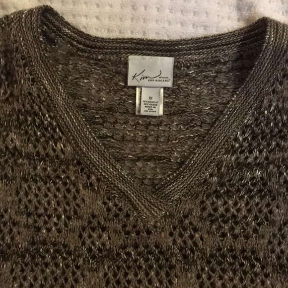 Brown, camel and white woven poncho - Picture 4 of 7